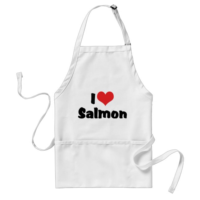 I Love Heart Salmon - Fish Lover Adult Apron (Front)
