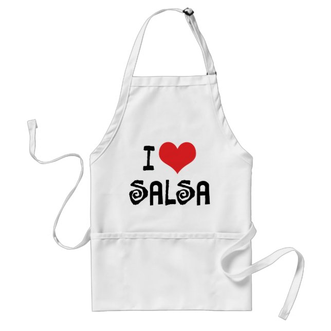 I Love Heart Salsa Adult Apron (Front)
