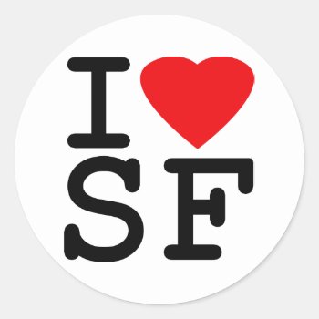 I Love Heart San Francisco Classic Round Sticker by allworldtees at Zazzle