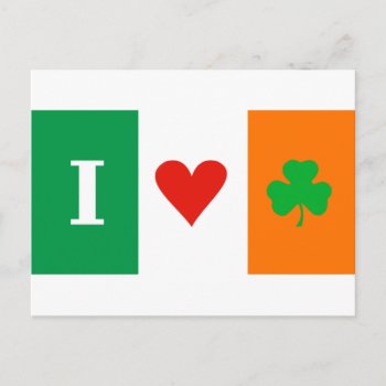I Love Heart Shamrock Ireland Postcard by DigitalDreambuilder at Zazzle