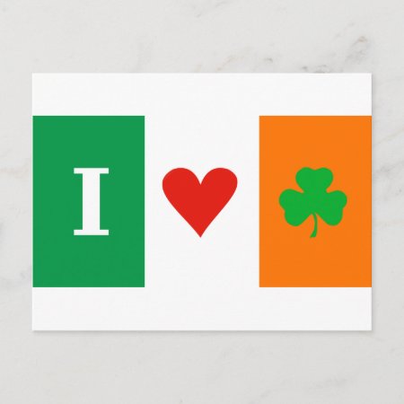 I Love Heart Shamrock Ireland Postcard