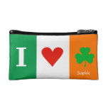 I Love Heart Shamrocks Ireland Cosmetic Bag at Zazzle