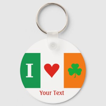 I Love Heart Shamrocks Ireland Flag Keyring by DigitalDreambuilder at Zazzle