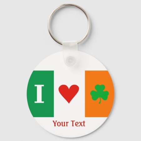I Love Heart Shamrocks Ireland Flag Keyring