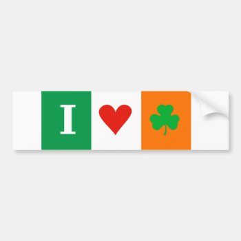 I Love Heart Shamrocks Ireland Room Bumper Sticker by DigitalDreambuilder at Zazzle