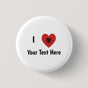 I LOVE (Heart Shaped Albanian Flag) Personalized Button