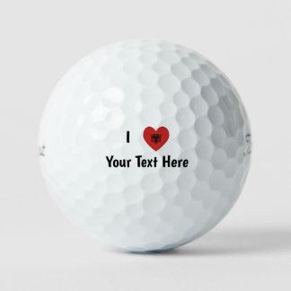 I LOVE (Heart Shaped Albanian Flag) Personalized Golf Balls