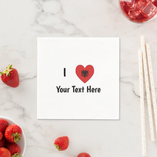 I LOVE (Heart Shaped Albanian Flag) Personalized Napkins