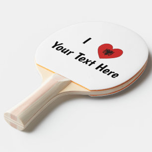 I LOVE (Heart Shaped Albanian Flag) Personalized Ping Pong Paddle