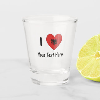 I LOVE (Heart Shaped Albanian Flag) Personalized Shot Glass