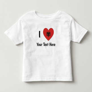 I LOVE (Heart Shaped Albanian Flag) Personalized Toddler T-shirt