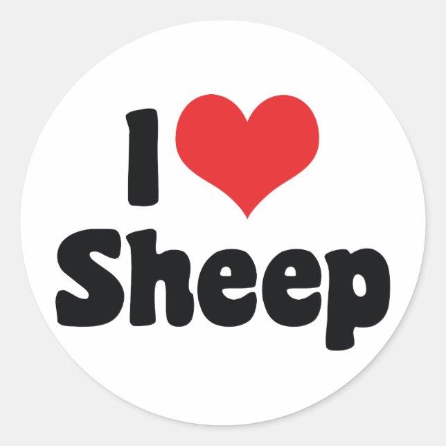 I Love Heart Sheep Classic Round Sticker (Front)