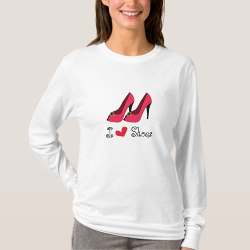 I Love heart Shoes Long Sleeve T_shirt