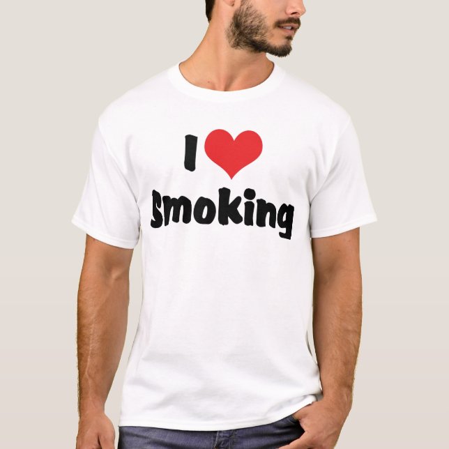 I Love Heart Smoking - Tobacco Cigarette Smokers T-Shirt (Front)