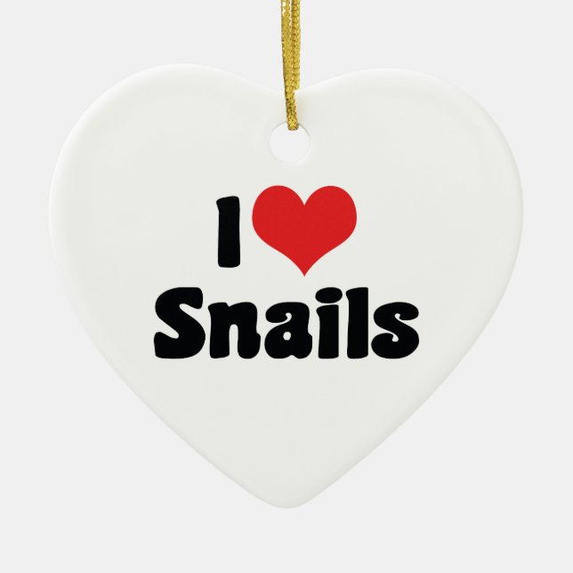 I Love Heart Snails Ceramic Ornament (Front)
