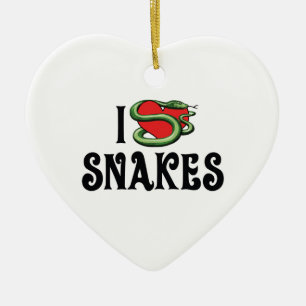 I Love Heart Snakes Ceramic Ornament