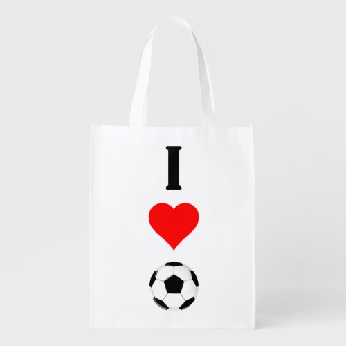 I Love Heart Soccer Player Coach or Fan Sports Grocery Bag