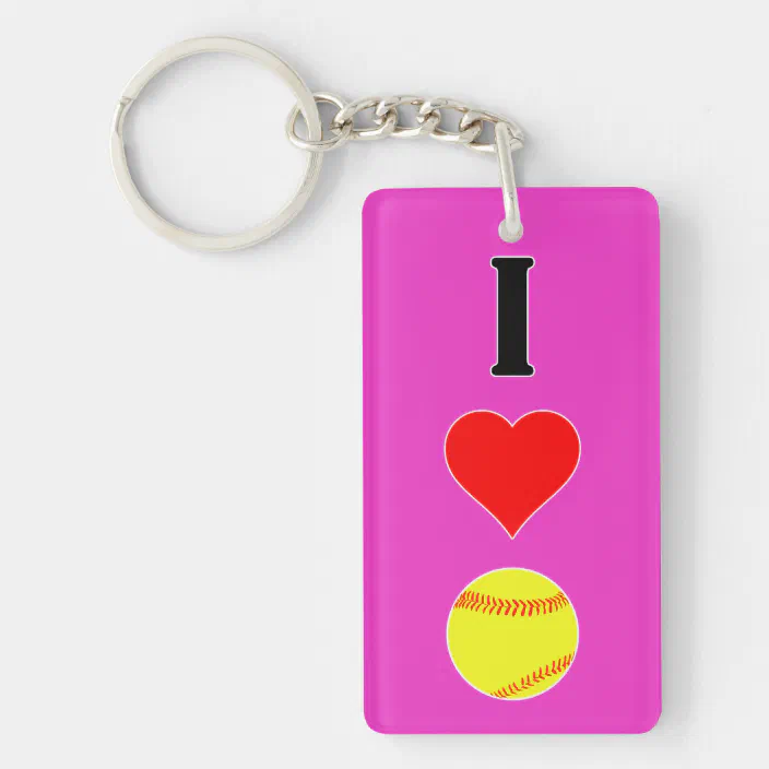 Softball Keychain with I Love Softball 