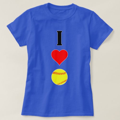 I Love Heart Softball Vertical Fastpitch T_shirt