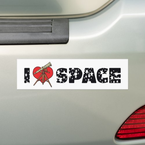 I Love Heart Space _ Outer Space Astronomy Lover Bumper Sticker