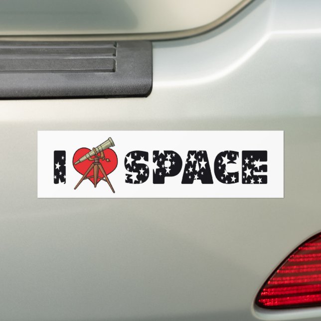 I Love Heart Space - Outer Space Astronomy Lover Bumper Sticker (On Car)