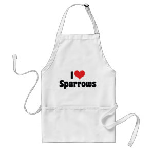 I Love Heart Sparrows - Bird Lover Adult Apron