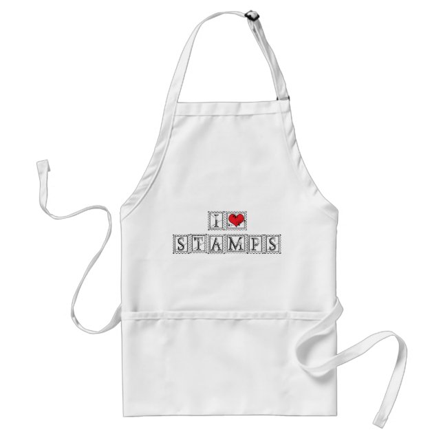 I Love Heart Stamps - Stamp Collector Philatelist Adult Apron (Front)