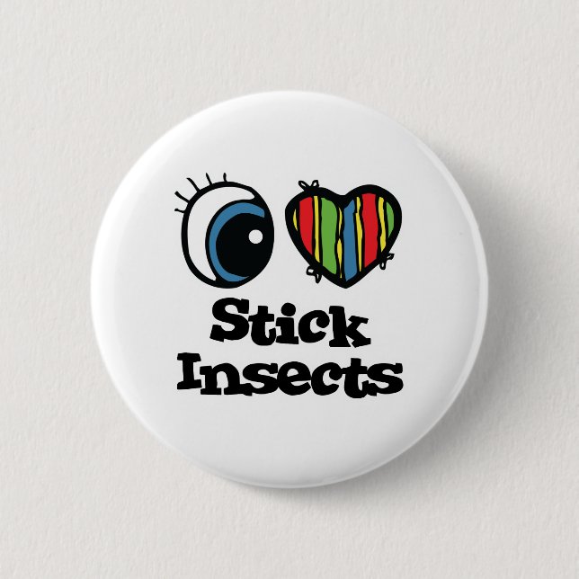 I Love (Heart) Stick Insects Button (Front)