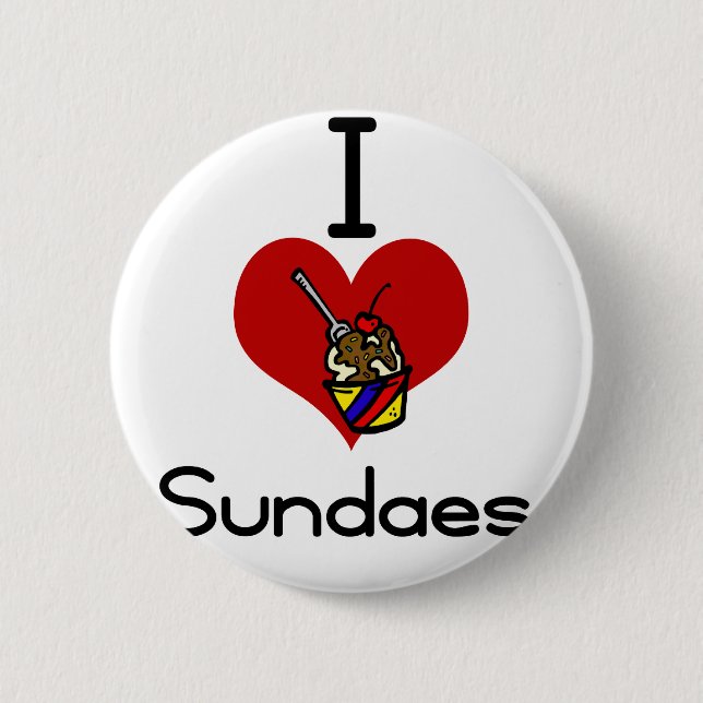 I love -heart sundaes button (Front)