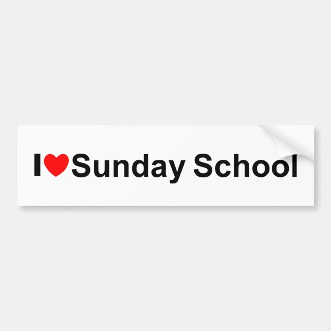 I Love (Heart) Sunday School Bumper Sticker (Front)