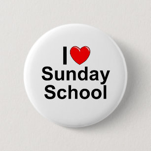 I Love (Heart) Sunday School Button