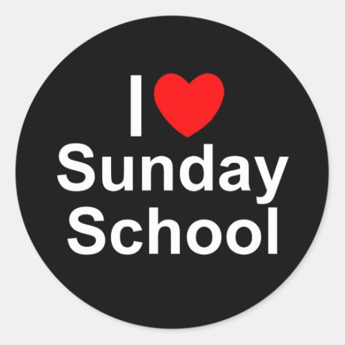 I Love Heart Sunday School Classic Round Sticker
