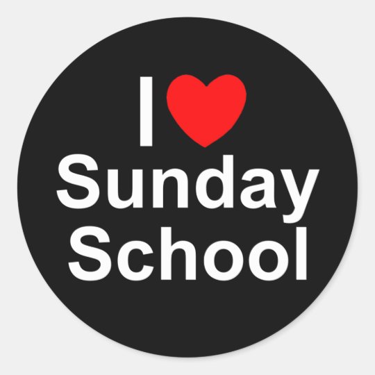 I Love (Heart) Sunday School Classic Round Sticker | Zazzle.com