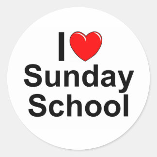 I Love (Heart) Sunday School Classic Round Sticker