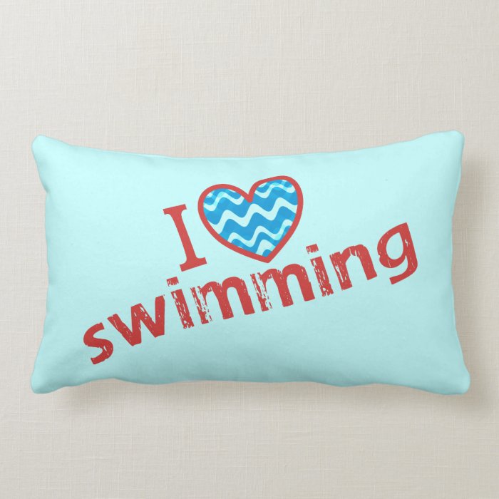 I love (heart) Swimming Pillow