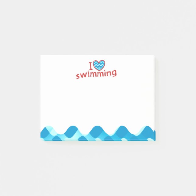 I love (heart) Swimming Post-it Notes (Front)