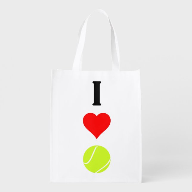 I Love (Heart) Tennis Reusable Grocery Bag (Back)