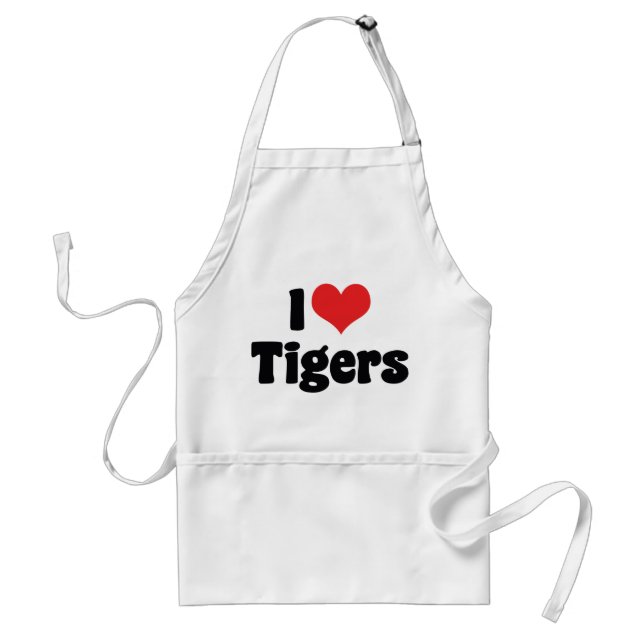 I Love Heart Tigers - Tiger Lover Adult Apron (Front)