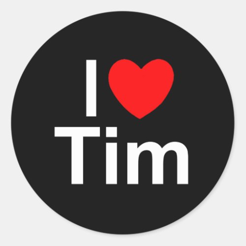 I Love Heart Tim Classic Round Sticker