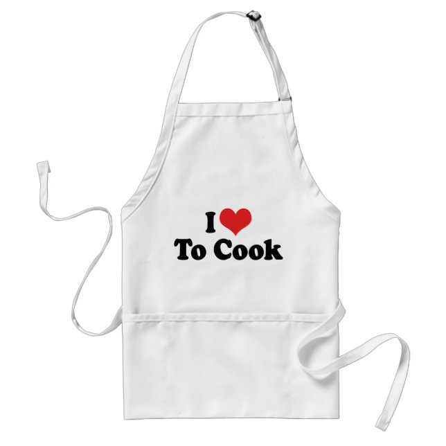 I Love Heart To Cook - Chef Baker Cooking Lover Adult Apron (Front)