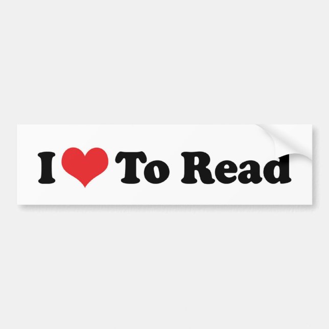 I Love Heart To Read - Book Lover Bumper Sticker (Front)