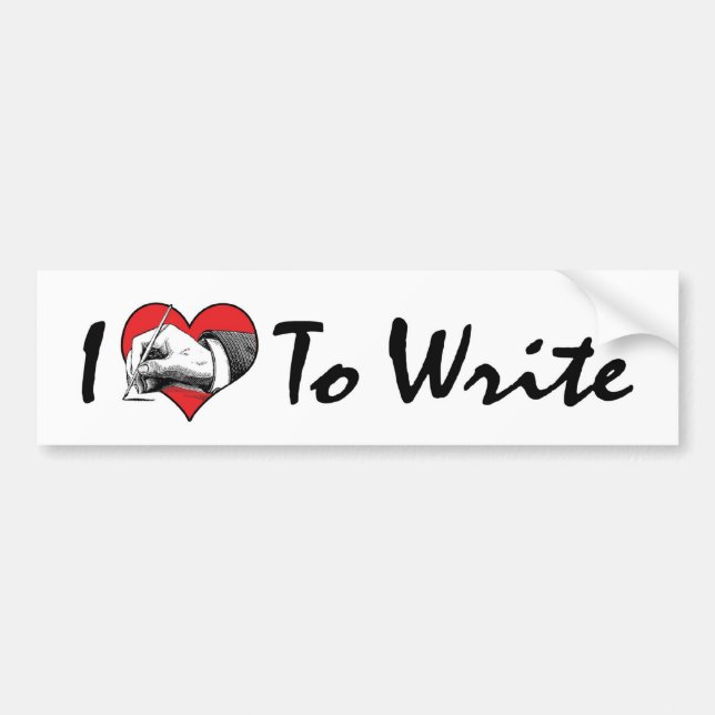 I Love Heart To Write Bumper Sticker (Front)
