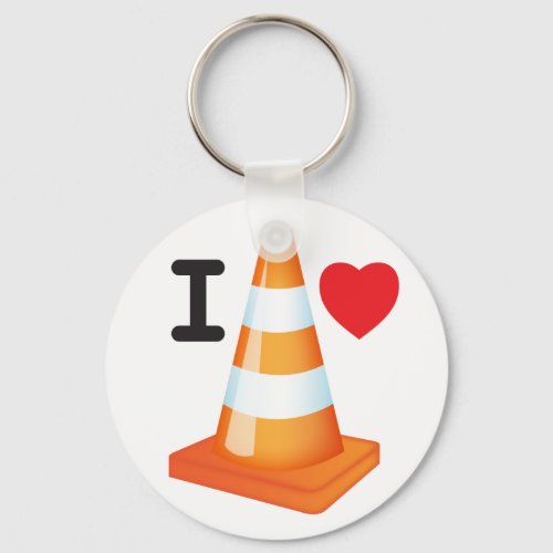 I Love Heart Traffic Cones Road Markers Roadworks Keychain