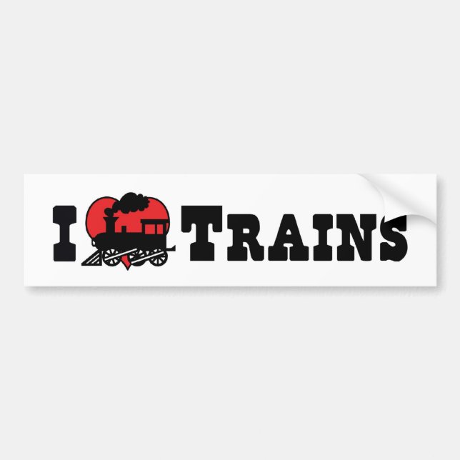 I Love Heart Trains - Model Train Lover Bumper Sticker (Front)
