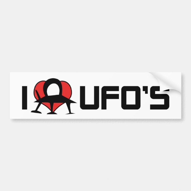 I Love Heart UFO's - Roswell Area 51 Alien Lover Bumper Sticker (Front)