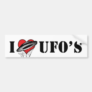 I Love Heart UFO's - Roswell Area 51 Alien Lover Bumper Sticker