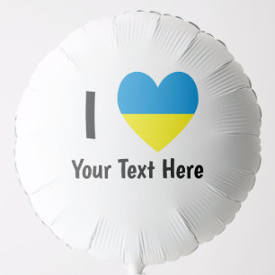 I Love (Heart Ukrainian Flag) Personalized Text Balloon