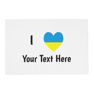 I Love (Heart Ukrainian Flag) Personalized Text Placemat