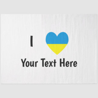 I Love (Heart Ukrainian Flag) Personalized Text Tissue Paper