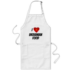 I Love Heart Ukrainian Food Long Apron